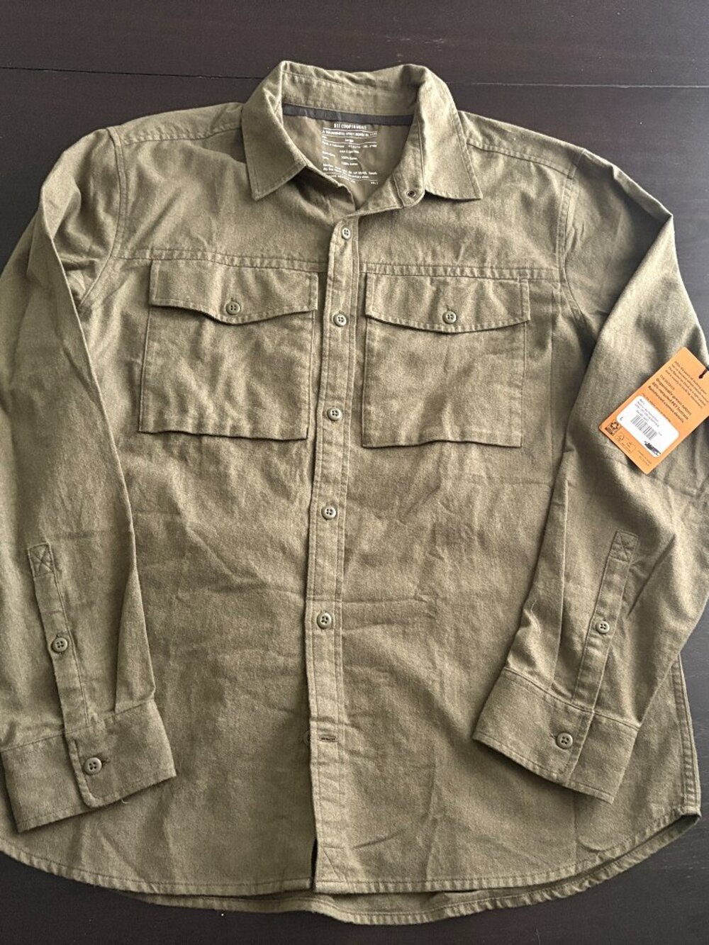 NEW Mens REI Wallace Lake Flannel Shirt Army Cotton Green Heather Large